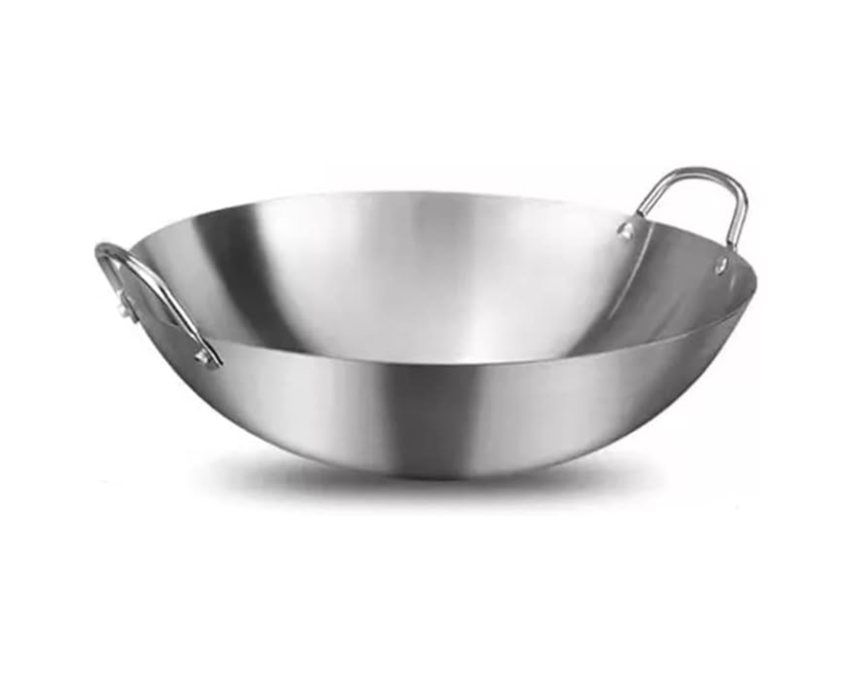 Wok de Doble oreja en Acero de fondo redondo sin recubrimiento 26 cm