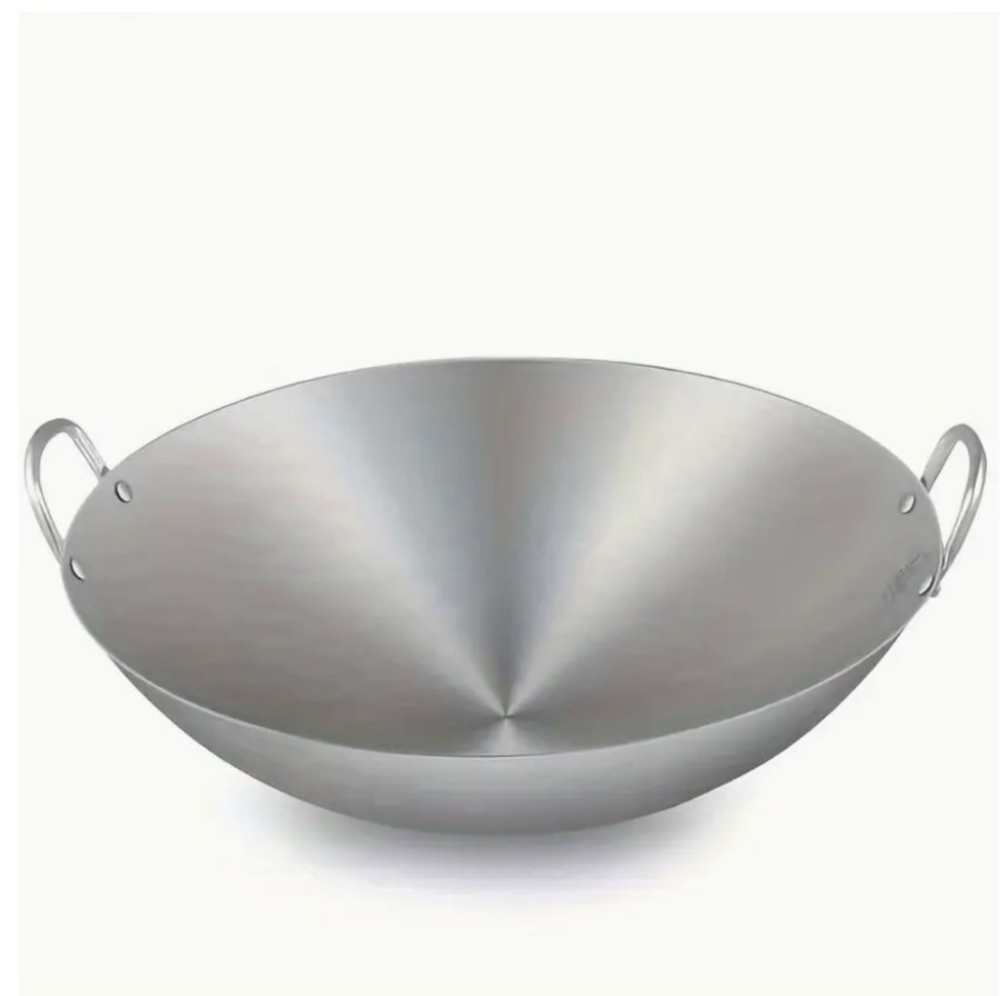 Wok de Doble oreja en Acero de fondo redondo sin recubrimiento 26 cm