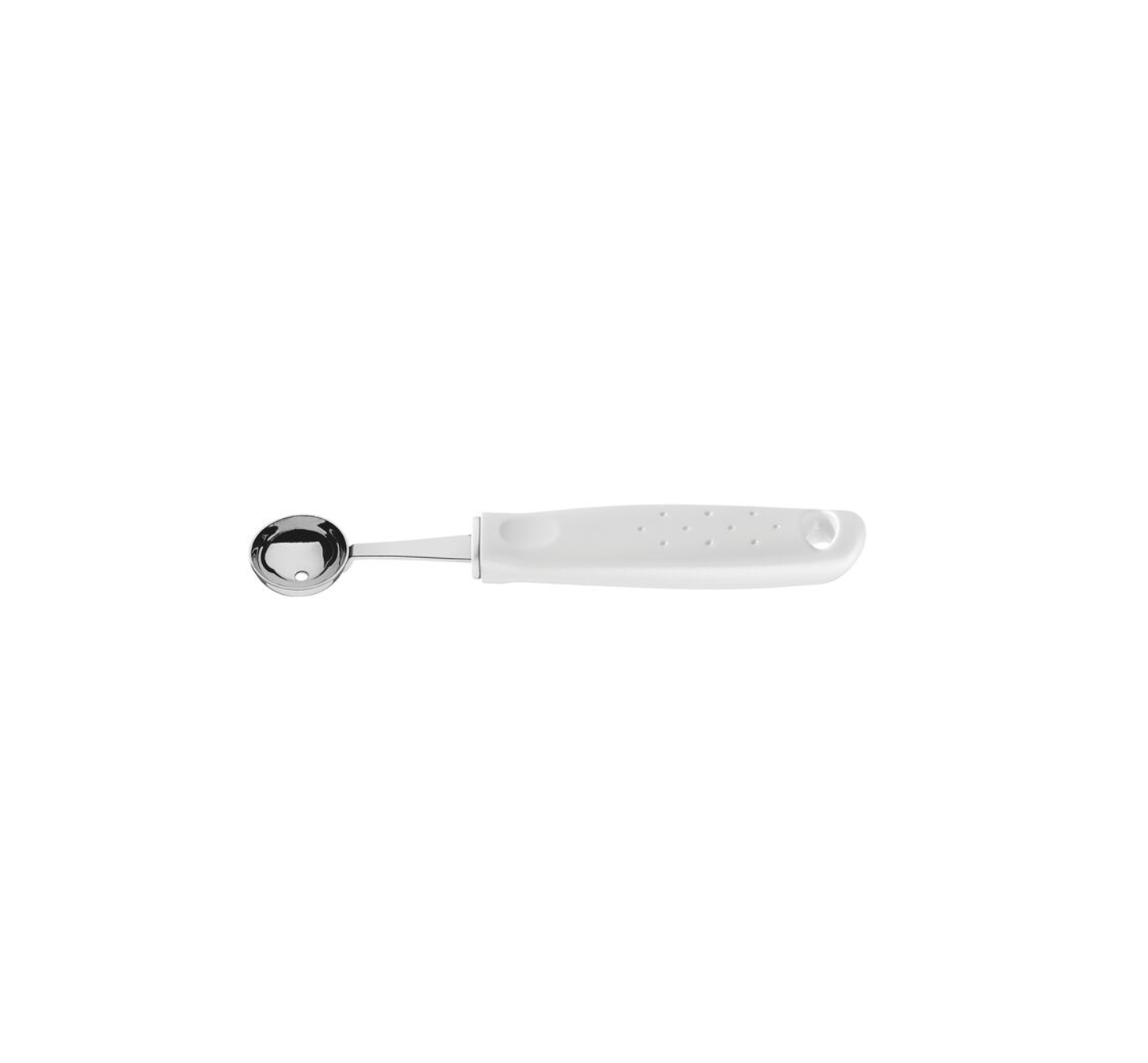 Boleador Tramontina Utilitá en Acero Inoxidable con Mango de Polipropileno Blanco 2,9 cm