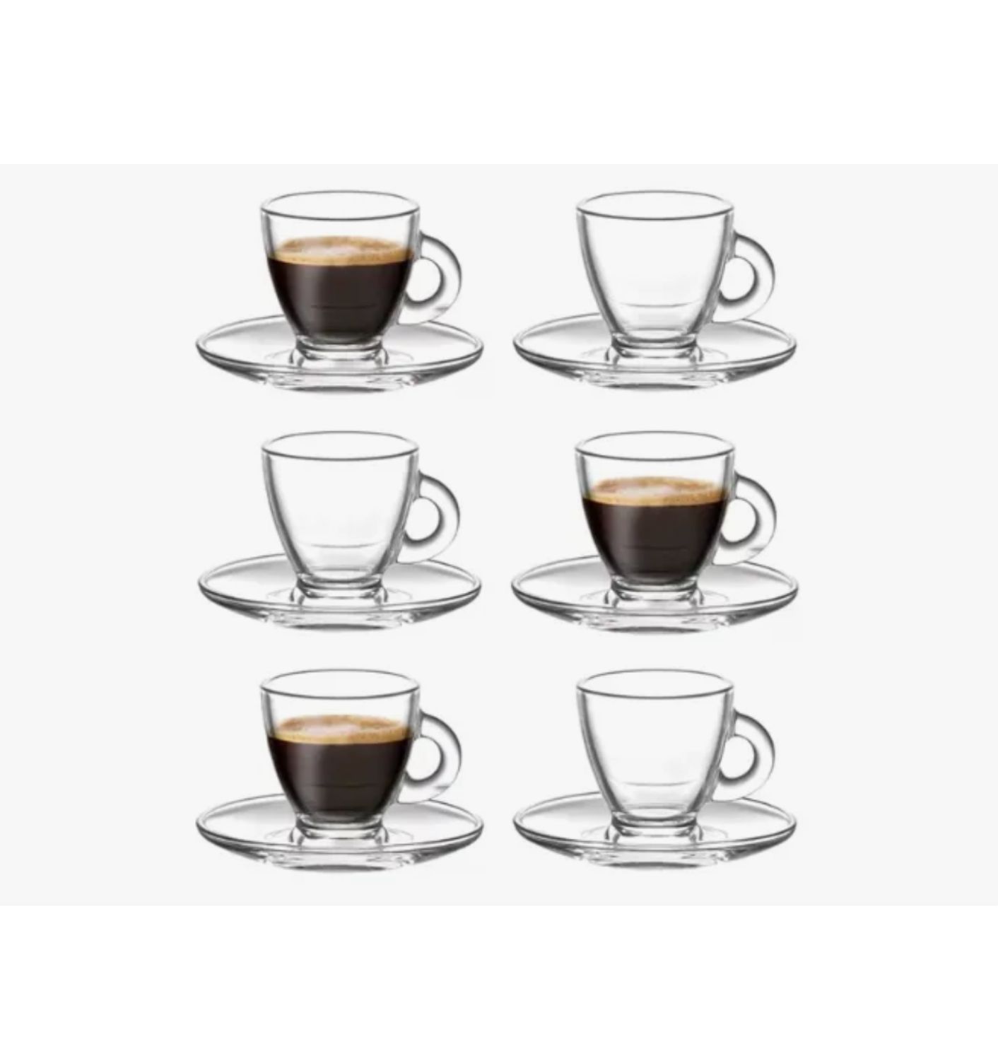 Juego de Café en vidrio de 12 Piezas para expreso 90 ml