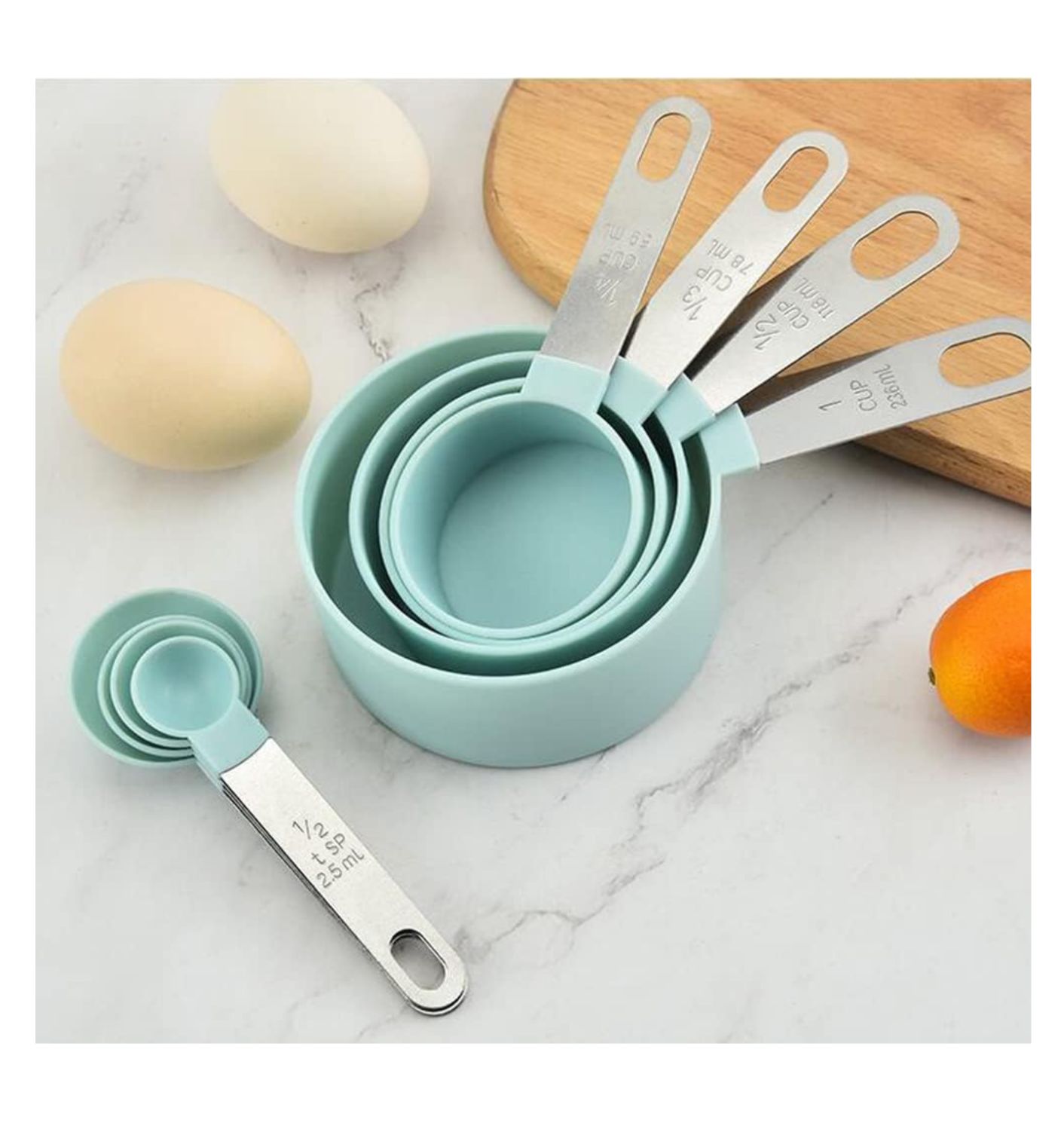 Juego de Tazas y Cucharas Medidoras en Acero y Polipropileno rigido Gourmet Kitchen