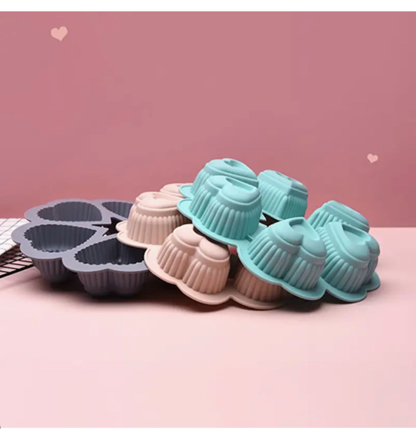 Molde Casasunco para Cupcake en forma de Corazones x6 en silicona