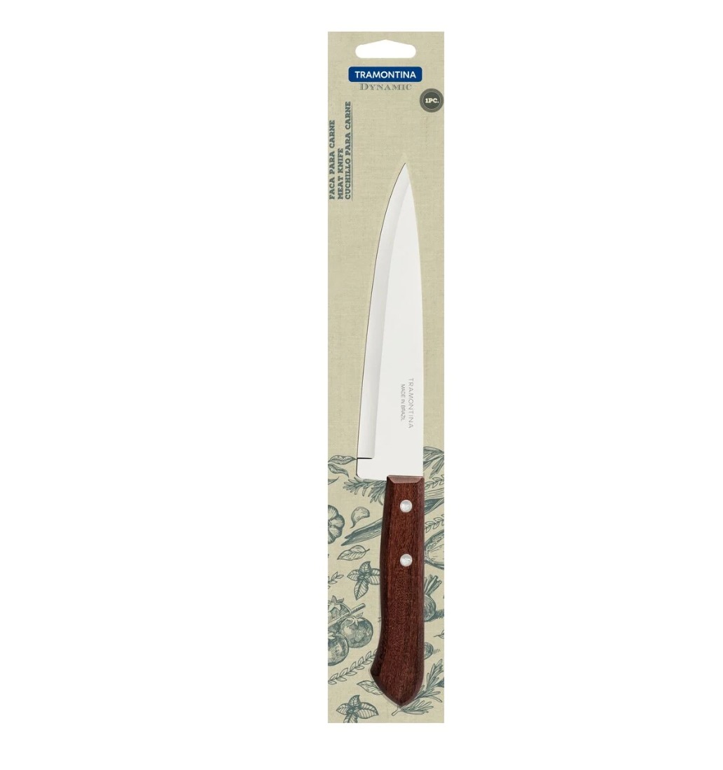 Cuchillo para Pescado y Cocina Tramontina Dynamic con Lámina de Acero Inoxidable y Mango de Madera Natural 6