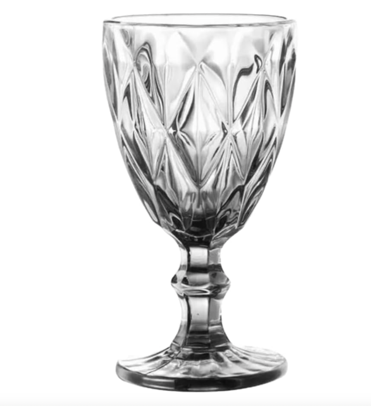 Juego de 6 copas en Vidrio Diamantado Labrado Transparente 240 ml