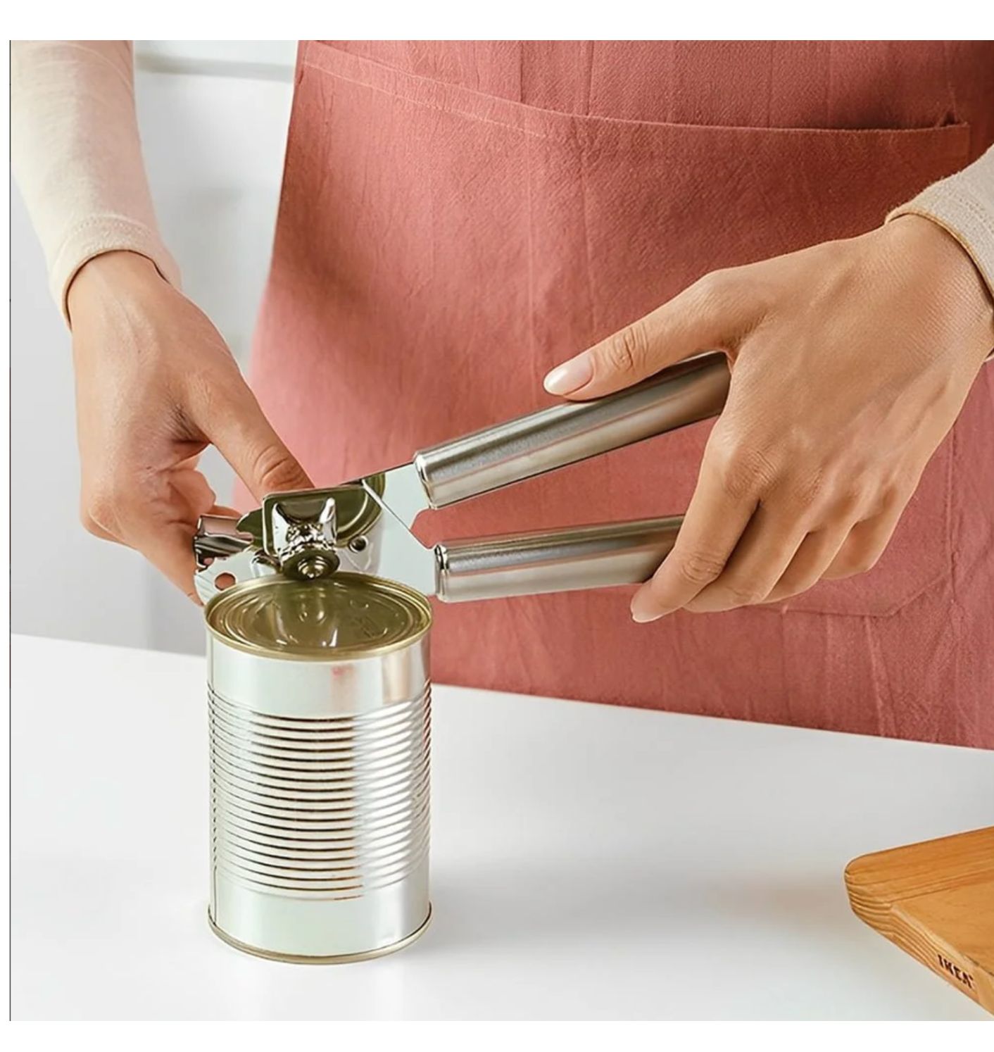 Abrelatas manual de mano de acero inoxidable, operación sin esfuerzo, abridor de latas multifuncional para cocina casera, mango de acero inoxidable