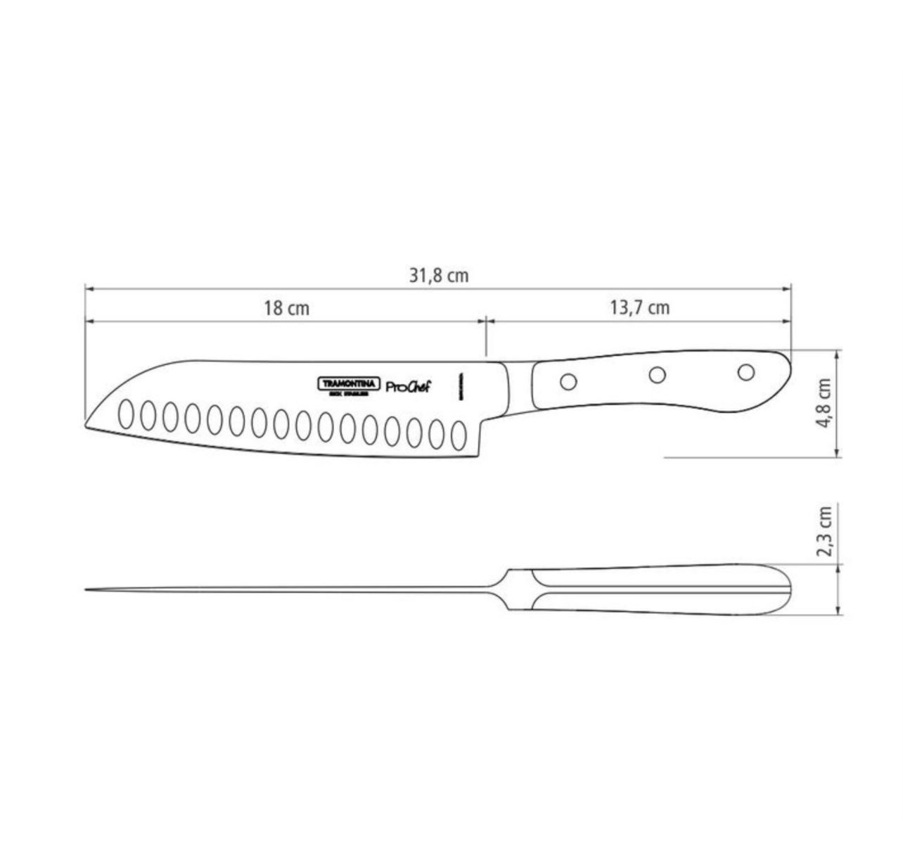 Cuchillo Santoku Tramontina ProChef 7 pulgadas