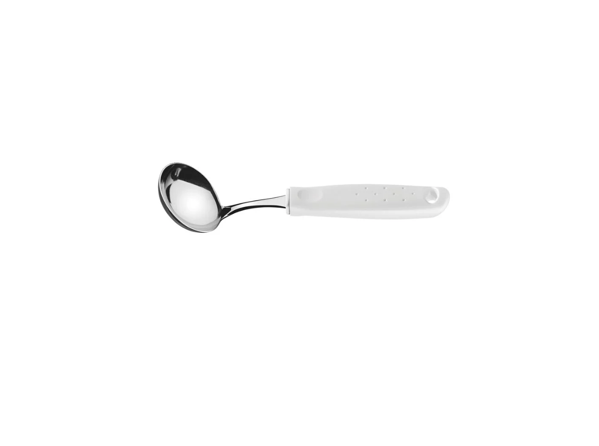 Cucharón para Salsa Tramontina Utilitá en Acero Inoxidable con Mango de Polipropileno Blanco