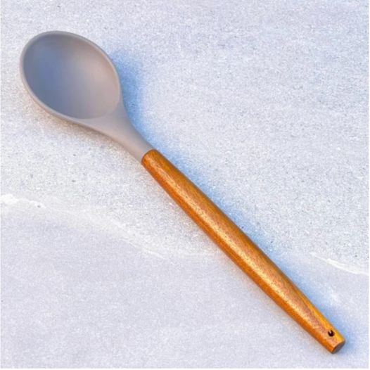 Cucharon silicona con mango de bambu 31,5cm