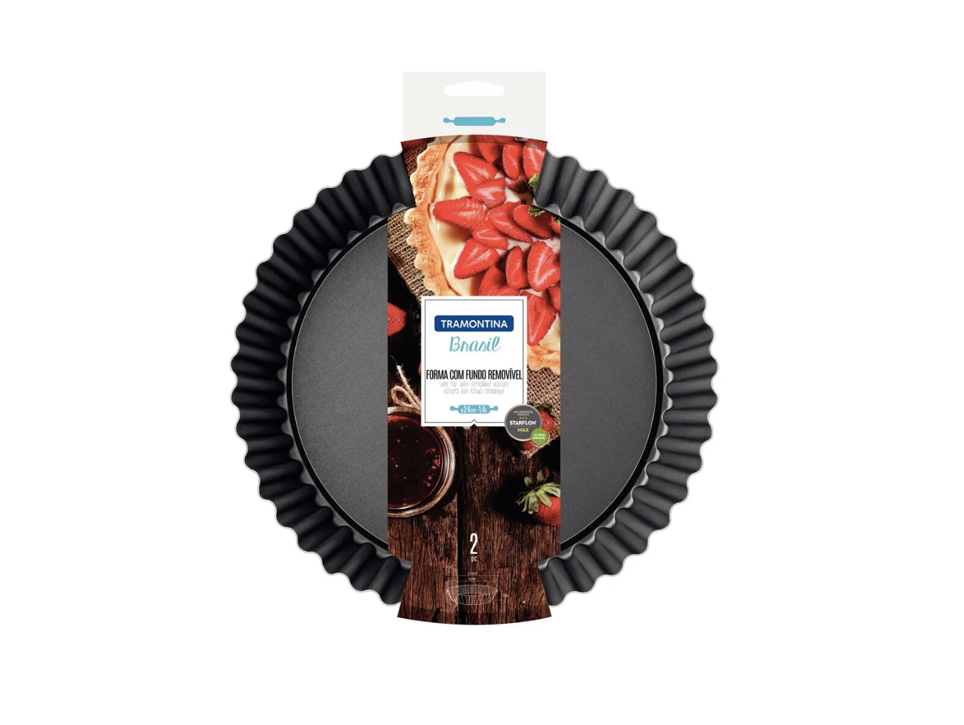 Molde para Tarta Desmontable Tramontina Brasil en aluminio con revestimiento interno y externo antiadherente Starflon Max grafito 24 cm 1,4 L