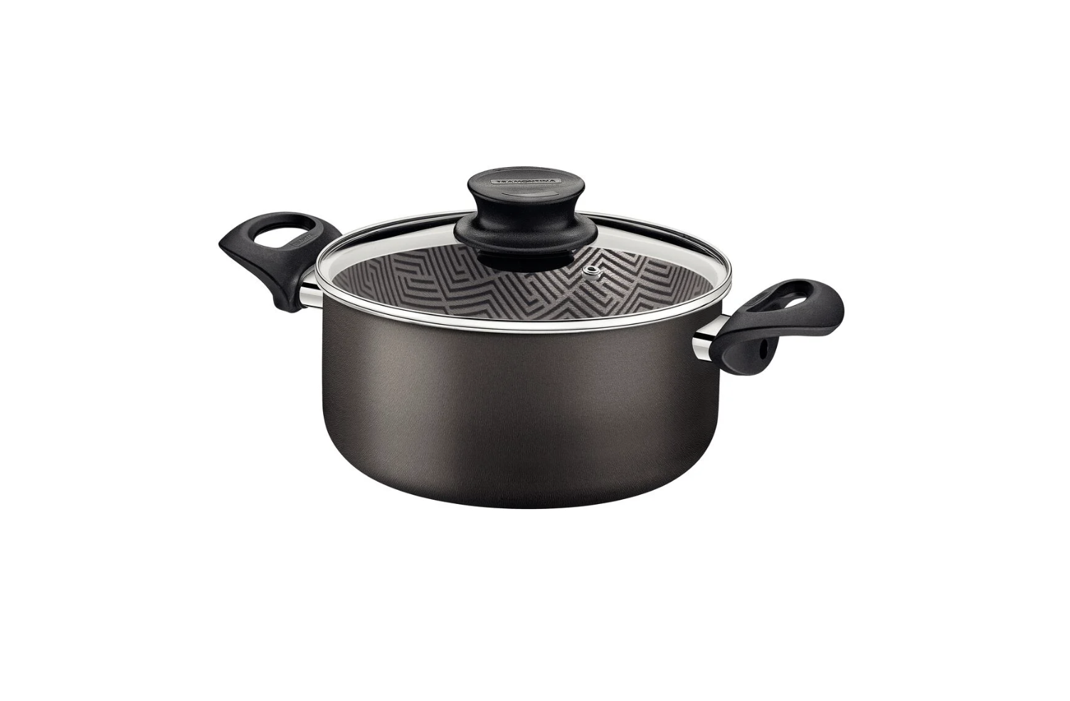 Cacerola Tramontina Paris en Aluminio con Revestimiento Interno y Externo Antiadherente Starflon Max Plomo con Tapa de Vidrio 24 cm 4,9 L