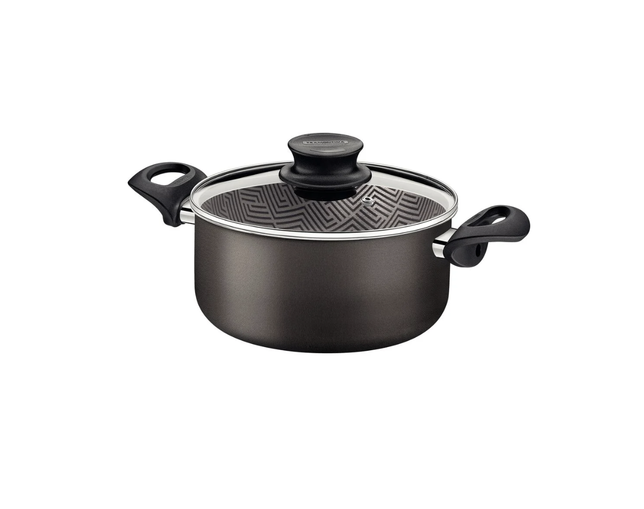 Cacerola Tramontina Paris en Aluminio con Revestimiento Interno y Externo Antiadherente Starflon Max Plomo con Tapa de Vidrio 20 cm 2,9 L