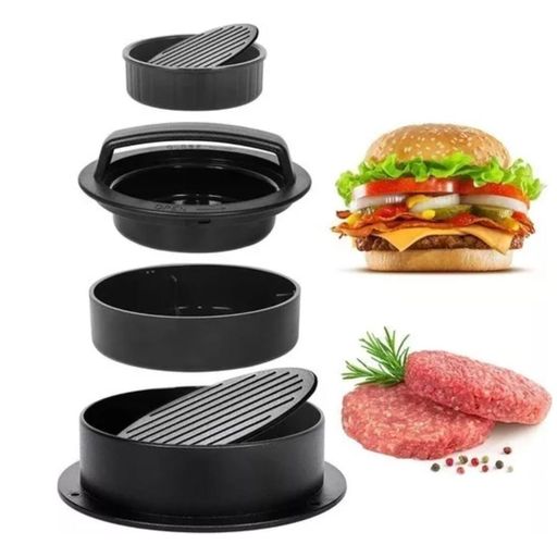 Molde Prensador de Hamburguesas 3 en 1 Black Burger en Polipropileno Negro