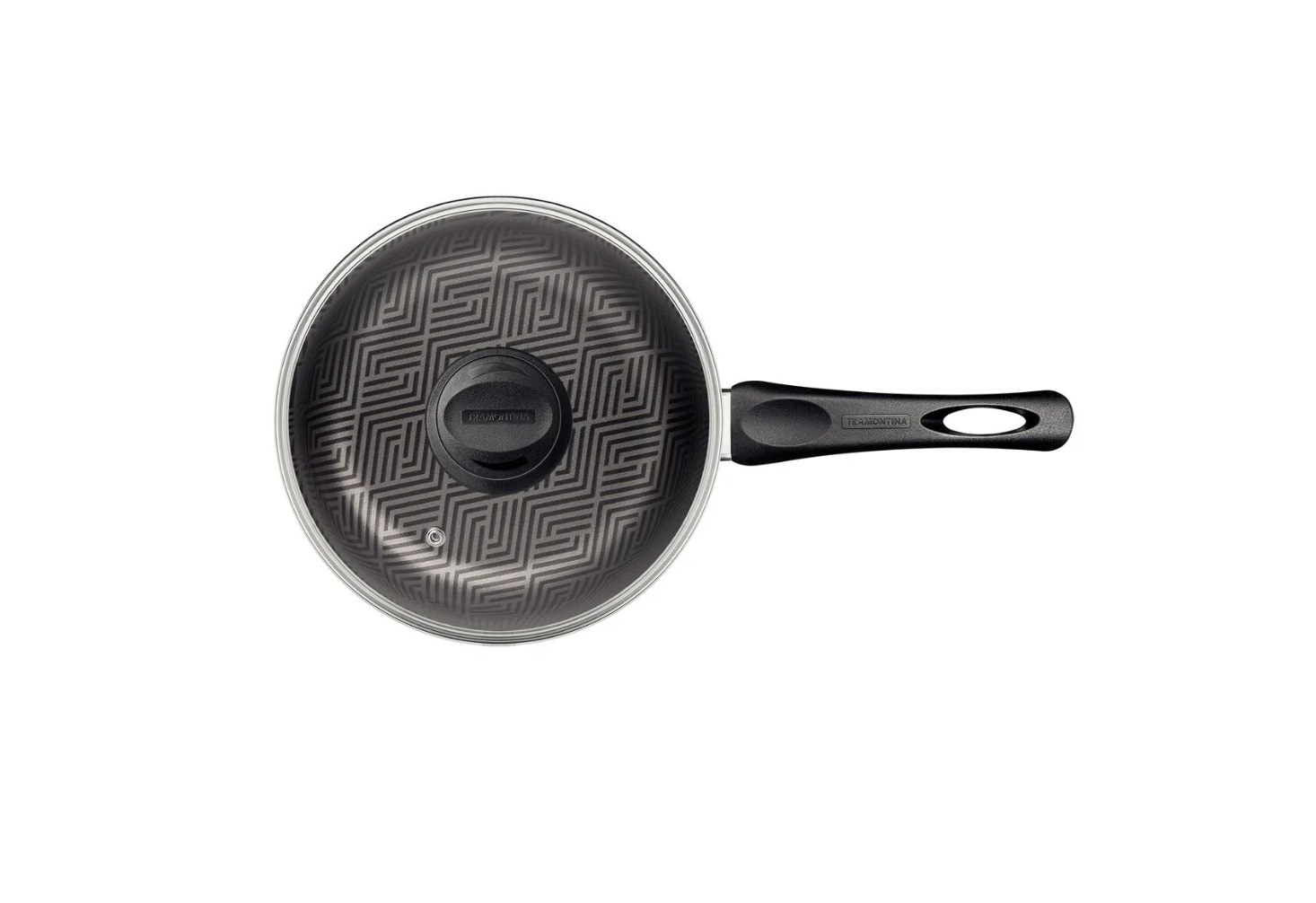Olla Tramontina Paris en Aluminio con Revestimiento Interno y Externo Antiadherente Starflon Max Plomo con Tapa de Vidrio 18 cm 2,1 L