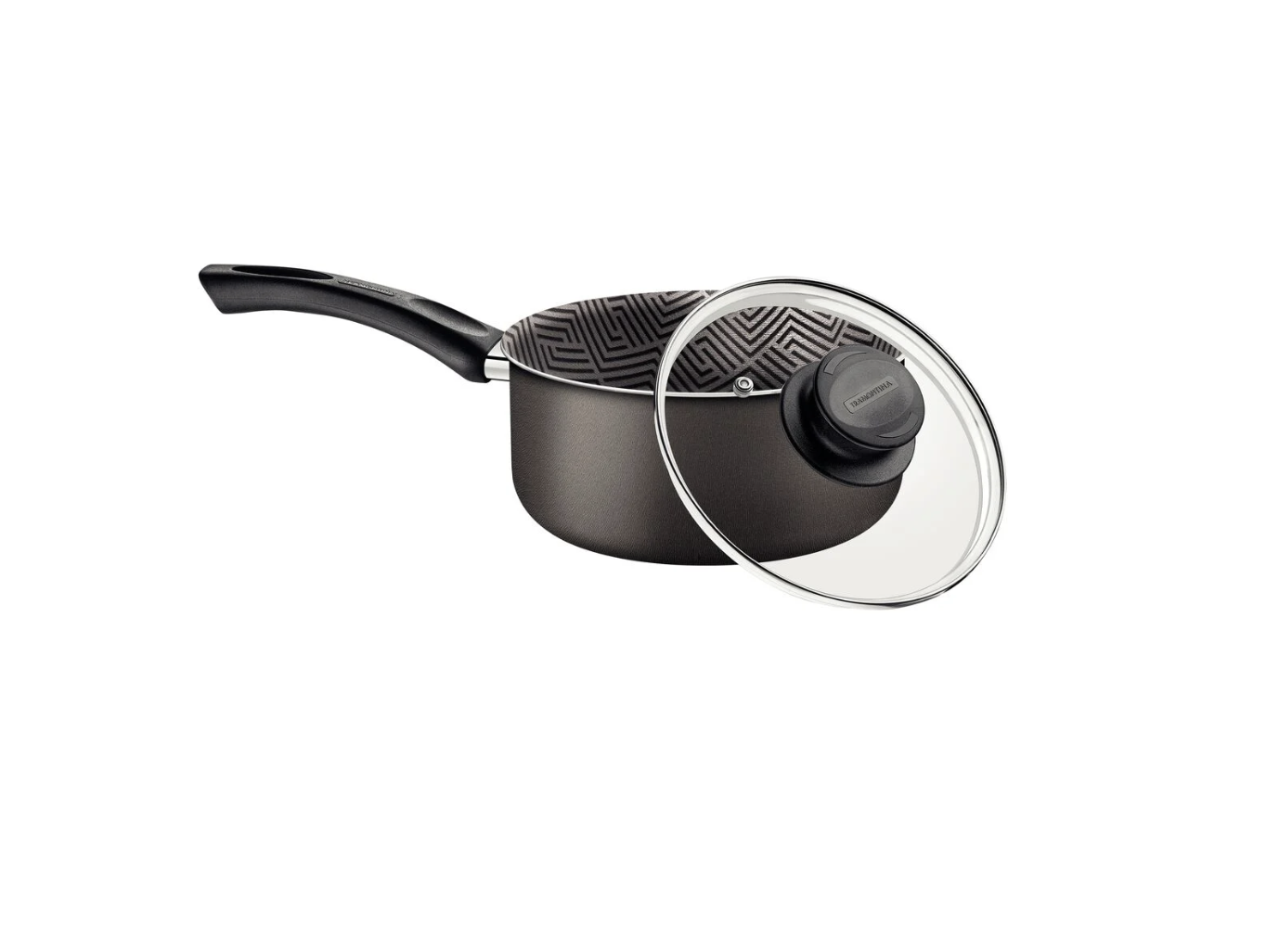 Olla Tramontina Paris en Aluminio con Revestimiento Interno y Externo Antiadherente Starflon Max Plomo con Tapa de Vidrio 18 cm 2,1 L