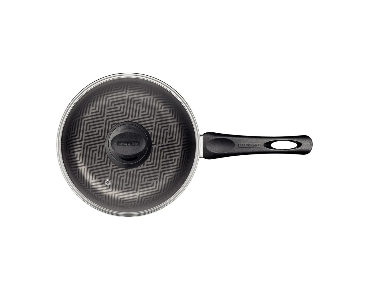 Olla Tramontina Paris en Aluminio con Revestimiento Interno y Externo Antiadherente Starflon Max Plomo con Tapa de Vidrio 16 cm 1,5 L

