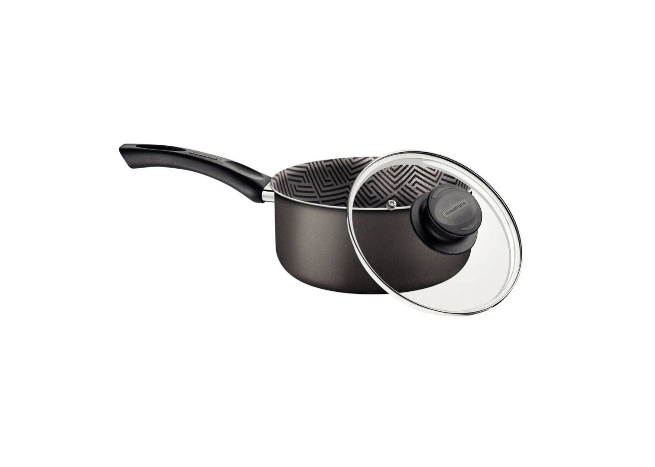 Olla Tramontina Paris en Aluminio con Revestimiento Interno y Externo Antiadherente Starflon Max Plomo con Tapa de Vidrio 16 cm 1,5 L

