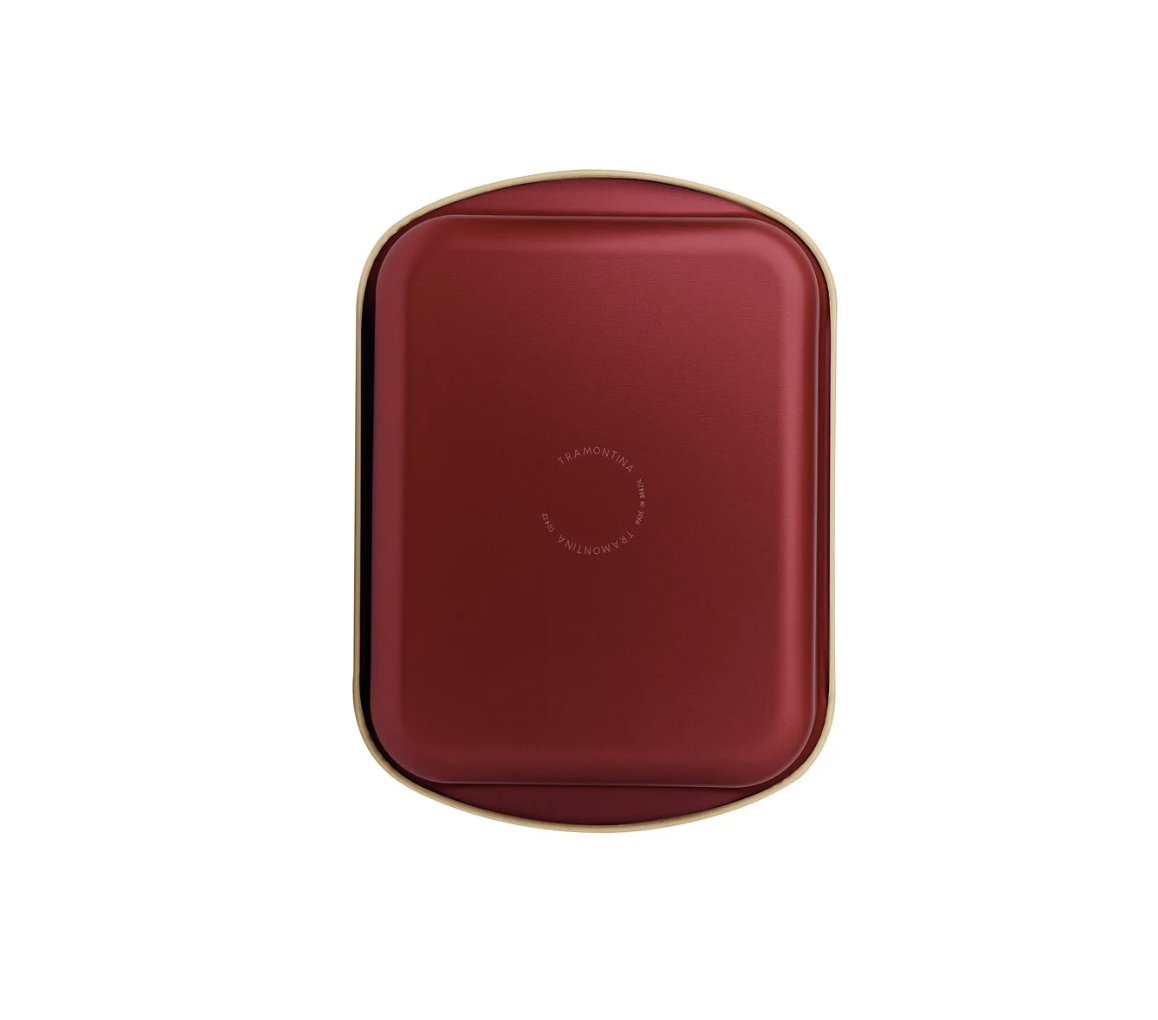 Asadera rectangular honda Tramontina Brasil en aluminio con revestimiento interno y externo antiadherente Starflon Max roja 22 cm 1,9 L