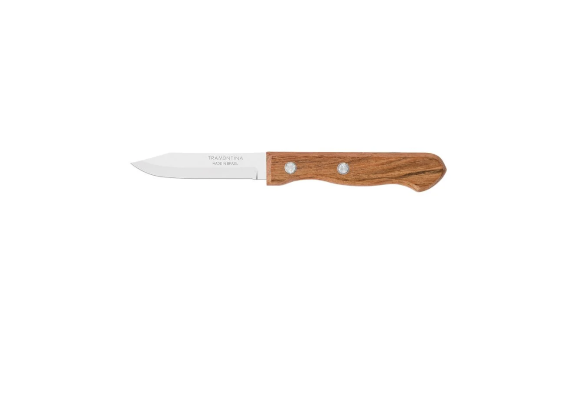 Cuchillo para Frutas y Verduras Tramontina Dynamic con Lámina de Acero Inoxidable y Mango de Madera Natural 3&quot;