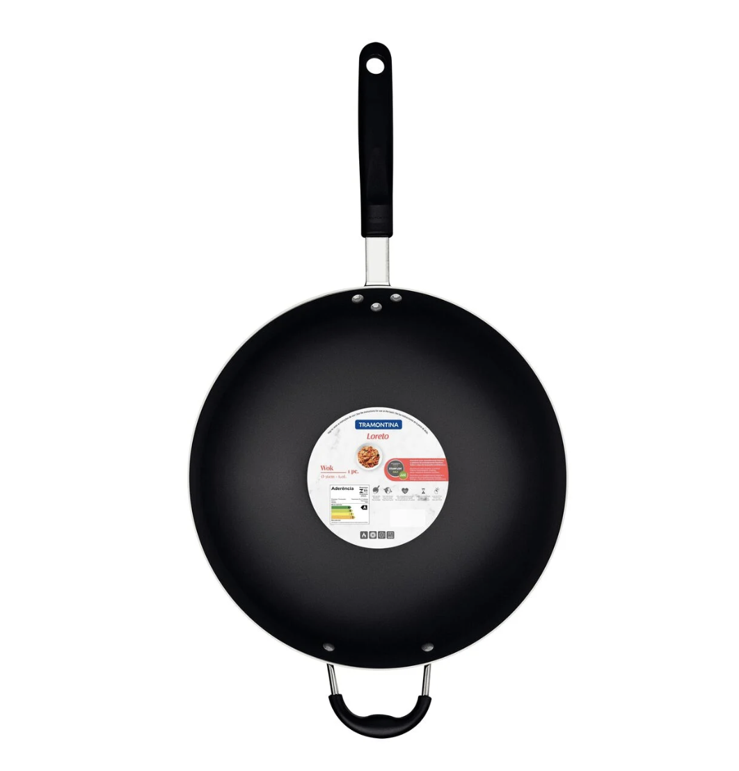 Wok Tramontina Loreto en Aluminio con Revestimiento Interno Antiadherente Starflon Max con Mango Baquelita Grafito 36 cm 6 L