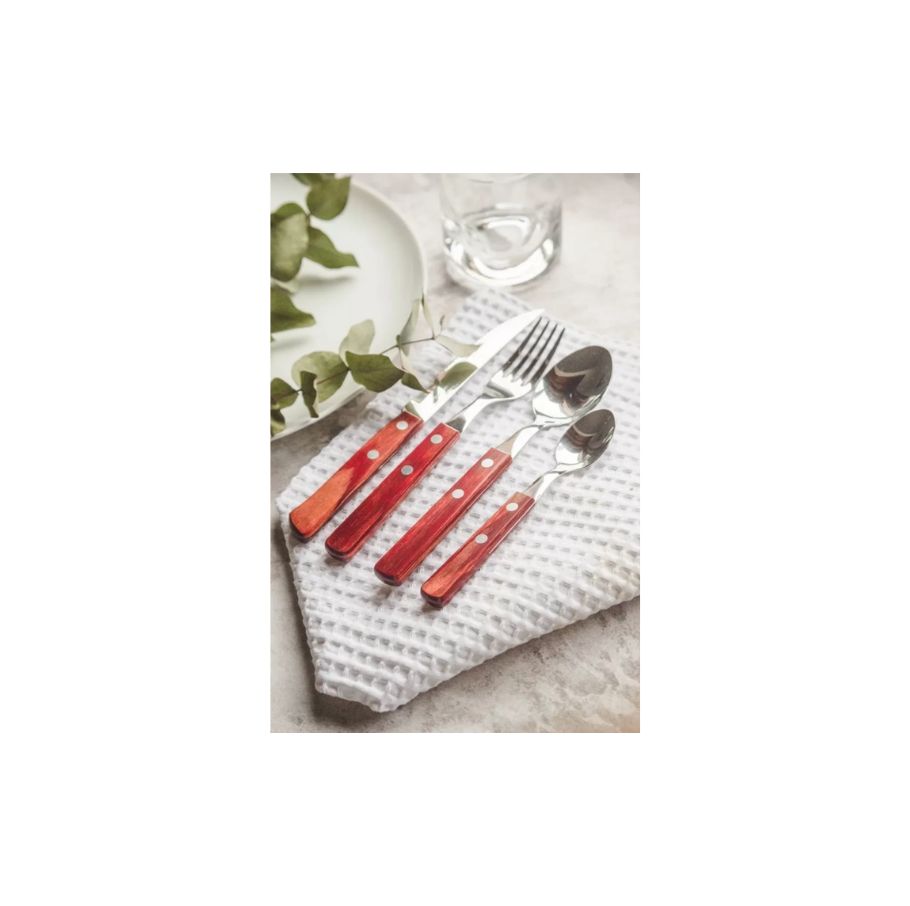 Juego de Cuchillos para Asado Tramontina con Láminas de Acero Inoxidable y Mangos de Madera Tratada Polywood Rojo 6 Piezas