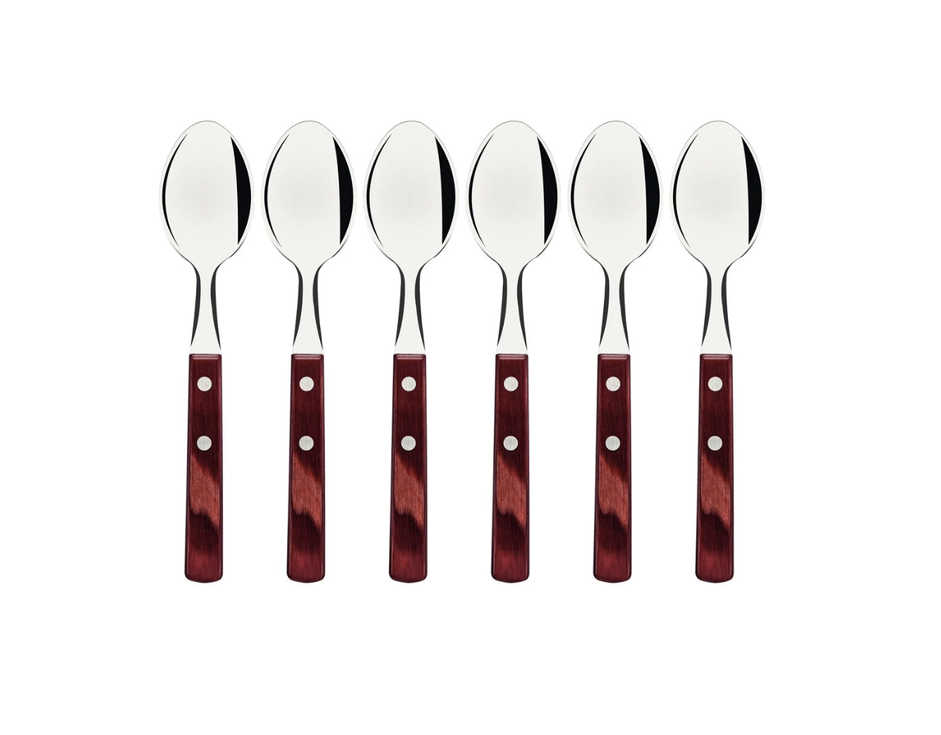 Juego de Cucharas para Té Tramontina con Láminas de Acero Inoxidable y Mangos de Madera Tratada Polywood Rojo 6 Piezas