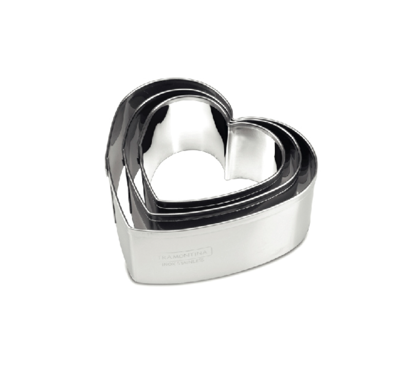 Juego Cortador de galletas, 3 piezas Tramontina Corazones