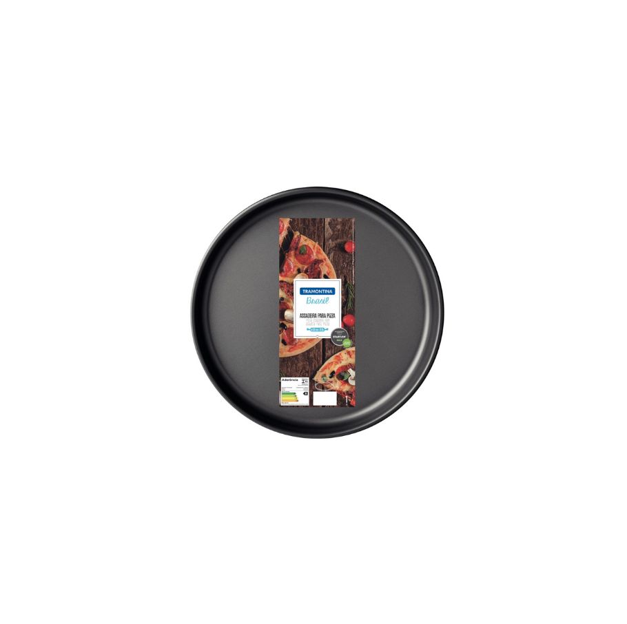 Asadera para pizza Tramontina Brasil en aluminio con revestimiento interno y externo antiadherente Starflon Max grafito 35 cm 2,5 L