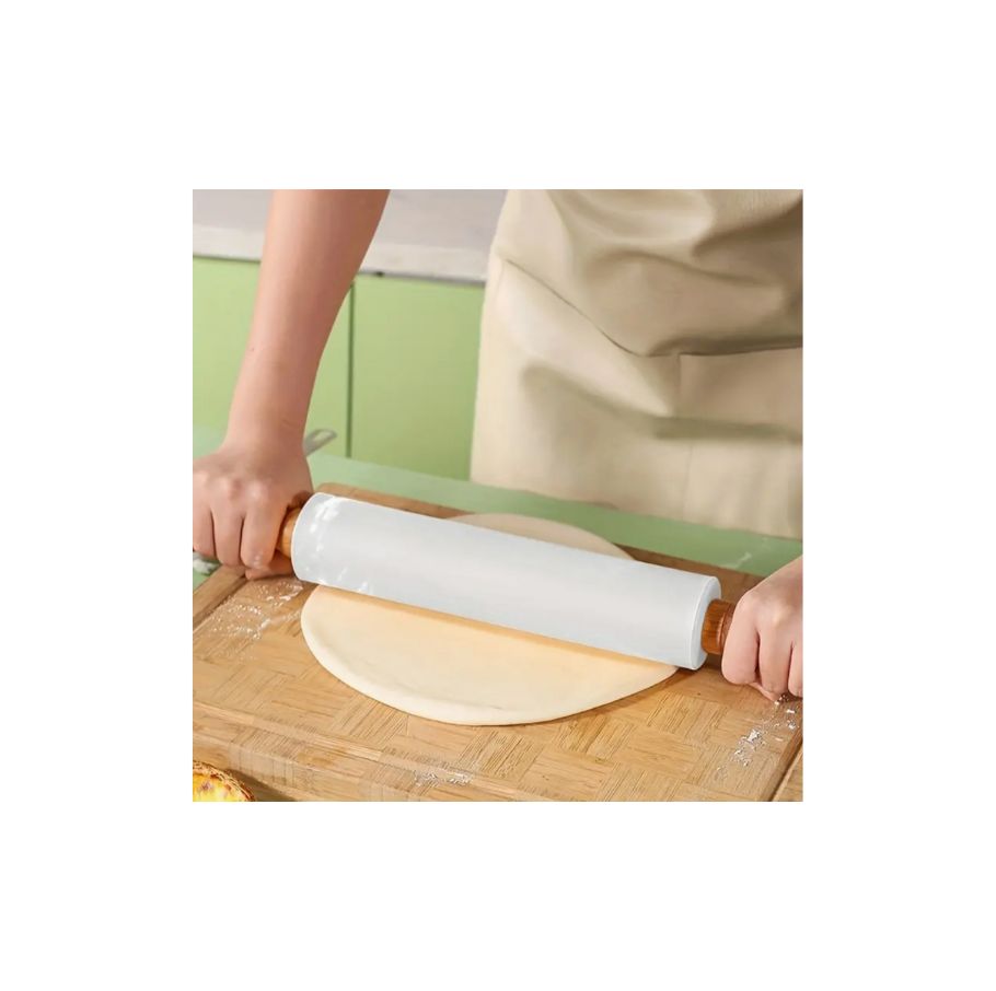 Palote para amasar de silicona y madera 38cm