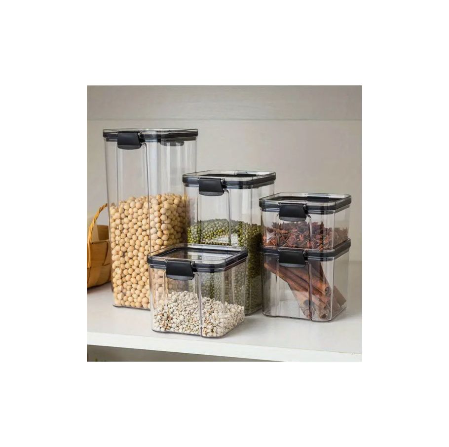 Contenedor hermético con clip PET, base cuadrada.1800ml 10,4x10,4x24,5cm