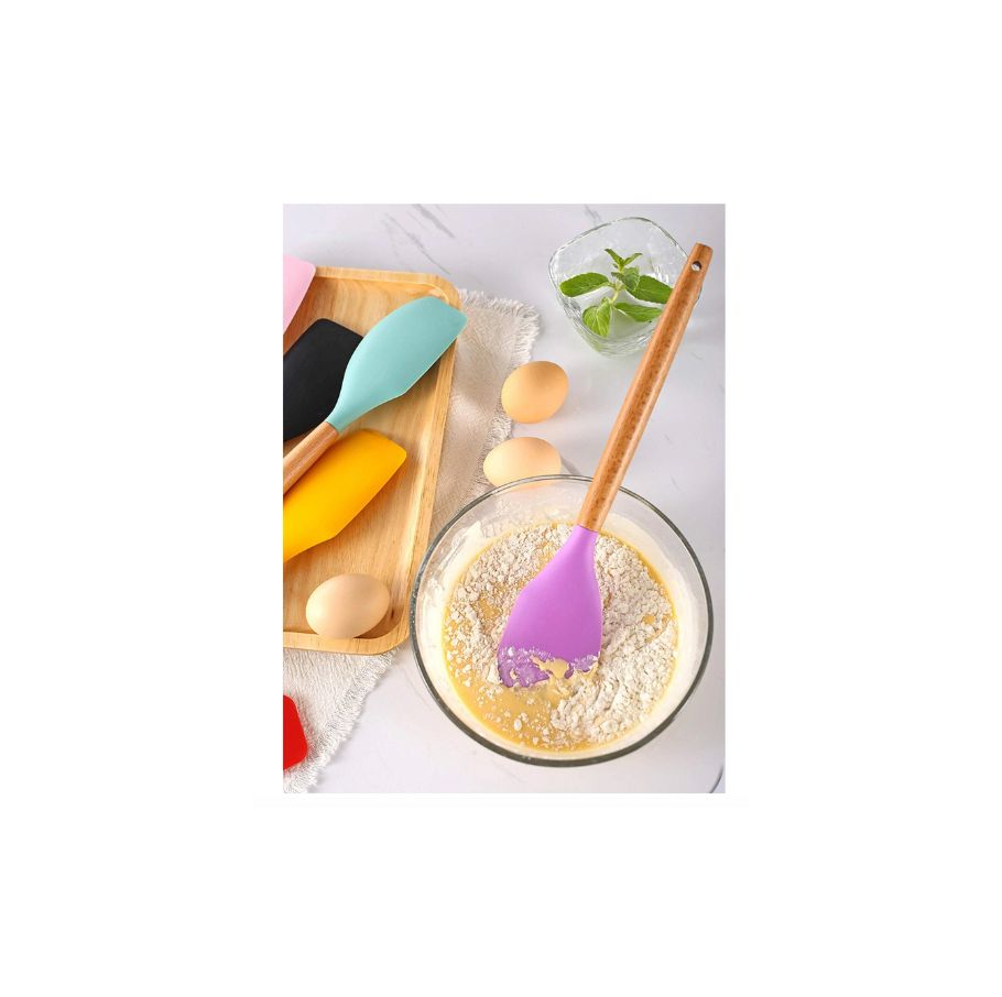 Espatula silicona mango de madera 29x6cm