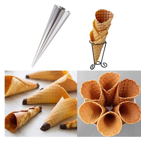 Molde de Cono para Hornear Cañones, Cannoli, Conos Helados.  Repostería 12x3,3 cm