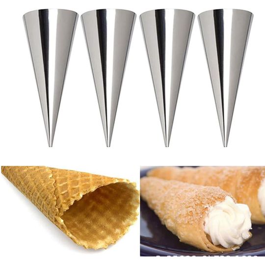 Molde de Cono para Hornear Cañones, Cannoli, Conos Helados.  Repostería 12x3,3 cm