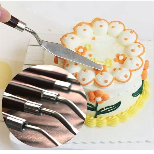 Juego de 7 espátulas Artisticas de acero inox para repostería, decoración de tartas, rascador, Oleo