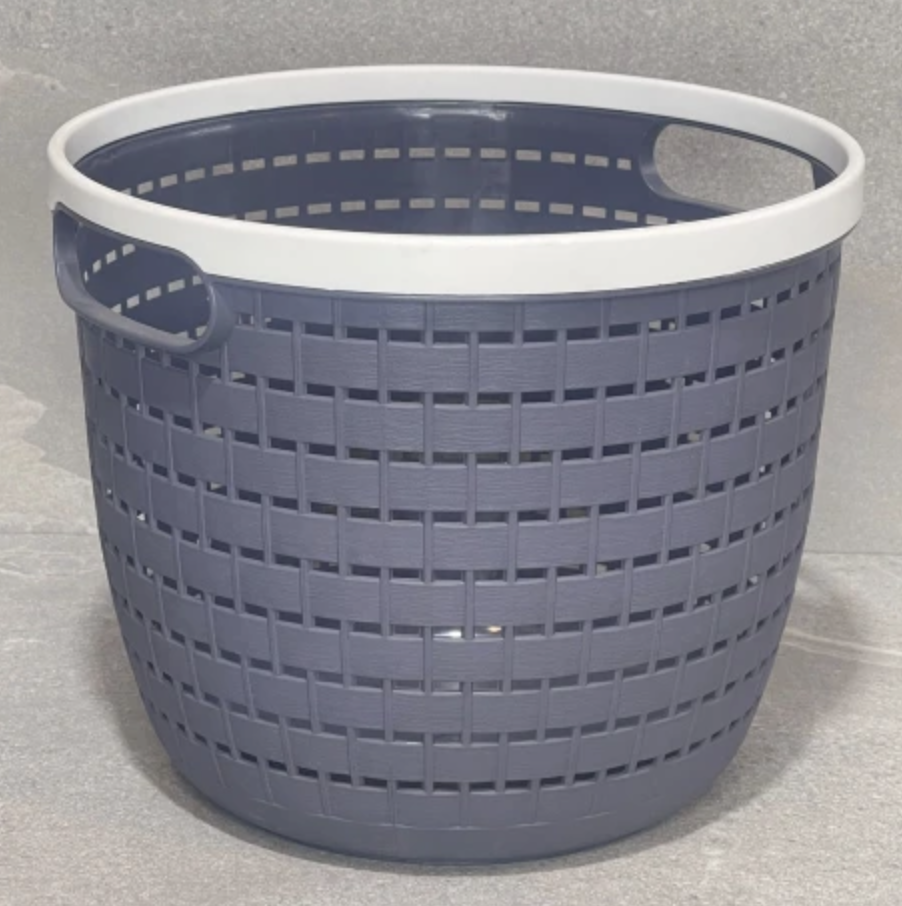 Canasto Plástico Gris Oscuro Circular Mediano Alto 21cm x Ø25cm