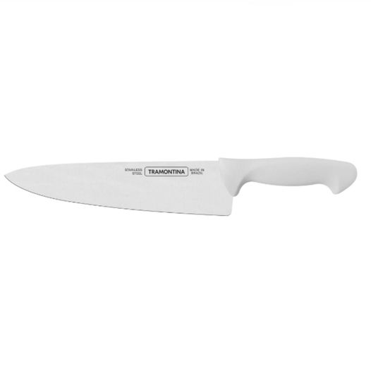 Cuchillo Chef Tramontina Premium con Lámina de Acero Inoxidable y Mango de Polipropileno Blanco 8&quot;