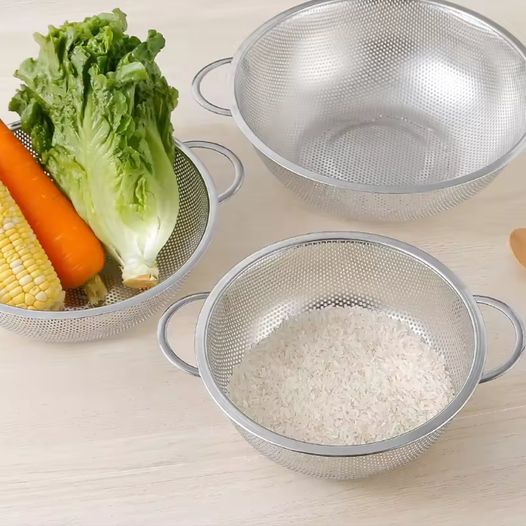 Cuenco colador de cocina multifunción de acero inoxidable 22Ø x 8,5cm.
