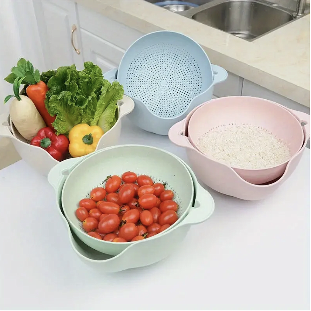 Escurridor de vegetales de plástico con bowl.