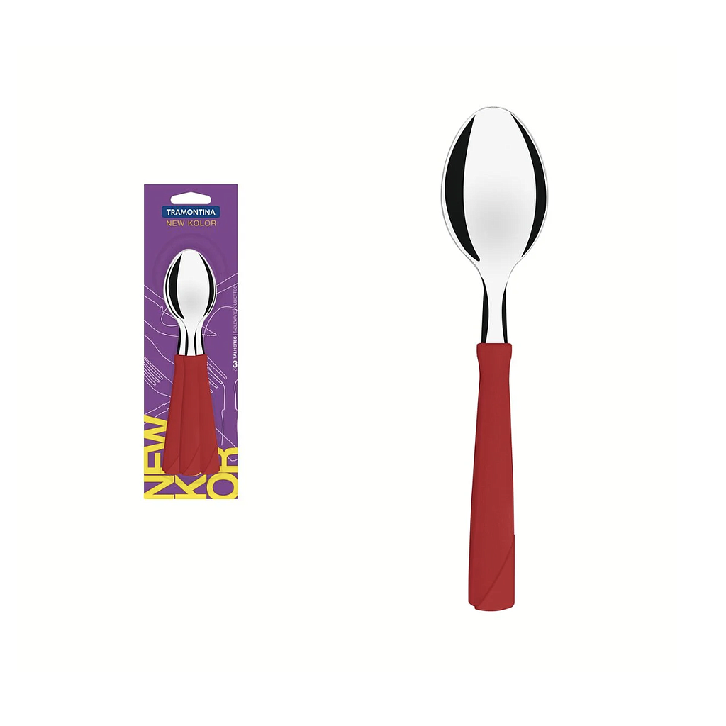 Juego de Cucharas de Mesa Tramontina New Kolor con Láminas de Acero Inoxidable y Mangos de Polipropileno Rojo 3 Piezas