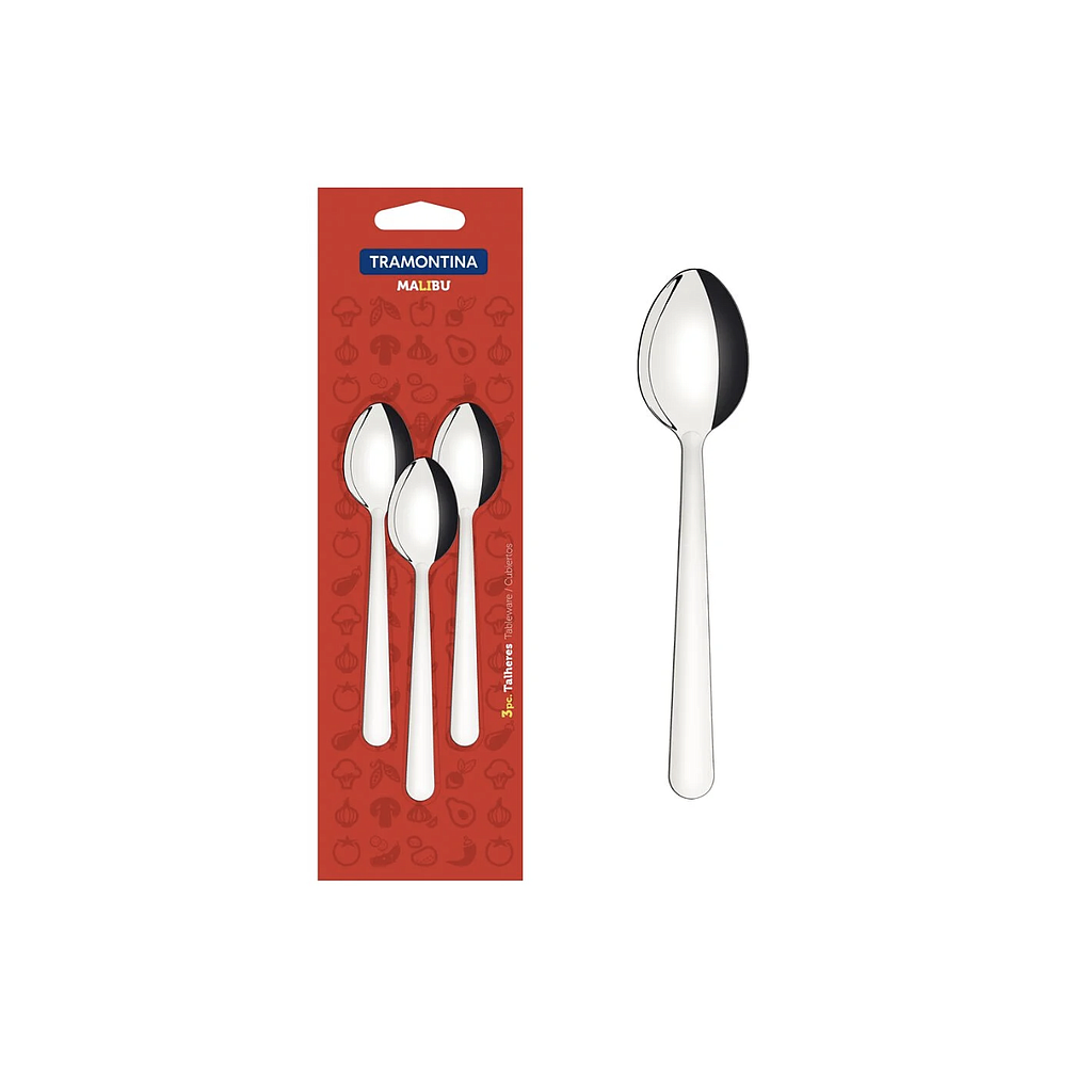 Juego de Cucharas para Té Tramontina Malibu en Acero Inoxidable 03 Piezas