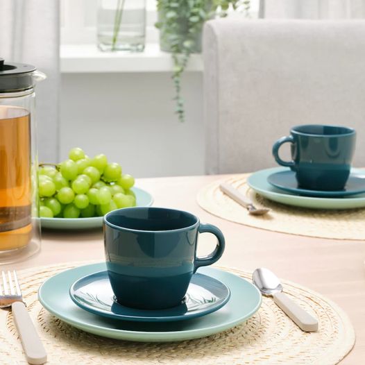 Juego de Taza con plato en cerámica color Petroleo 260ml