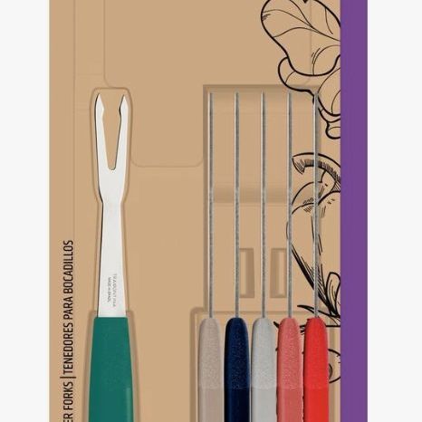 Juego de Tenedores para Copetín Tramontina Ipanema con Láminas de Acero Inoxidable y Mangos de Polipropileno de Colores 6 Piezas.