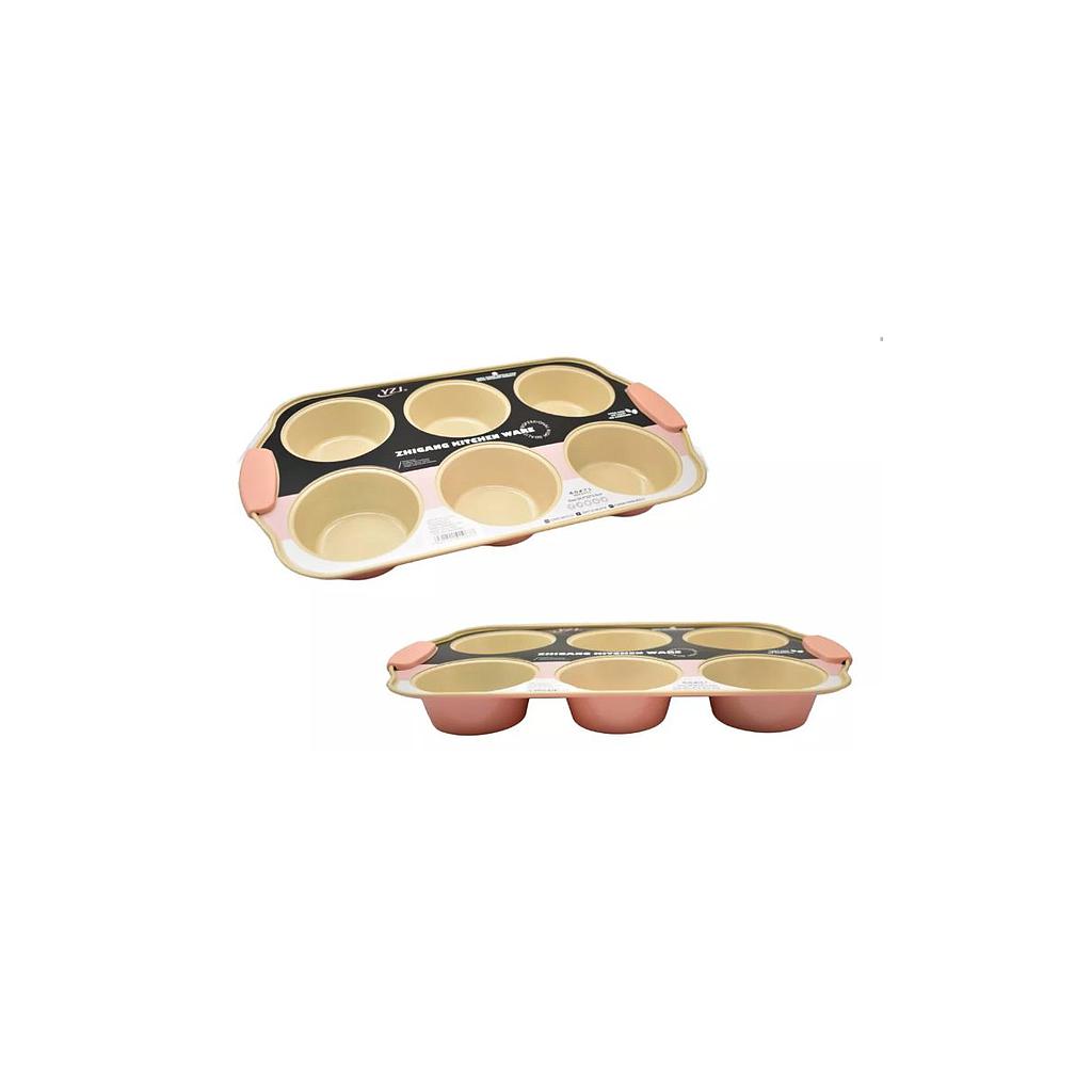 Molde para Cupcakes 6  con Asas de Silicona 28.5x18x3.5cm
