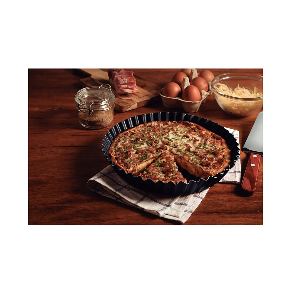Molde para Tarta Tramontina Brasil en aluminio con revestimiento interno y externo antiadherente Starflon Max grafito 26 cm 1,8 L