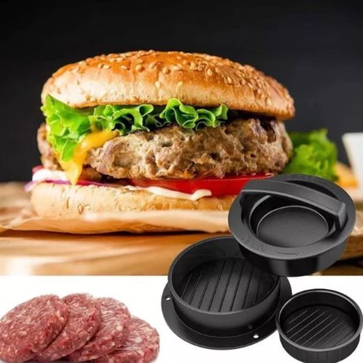 Molde Prensador de Hamburguesas 3 en 1 Black Burger en Polipropileno Negro