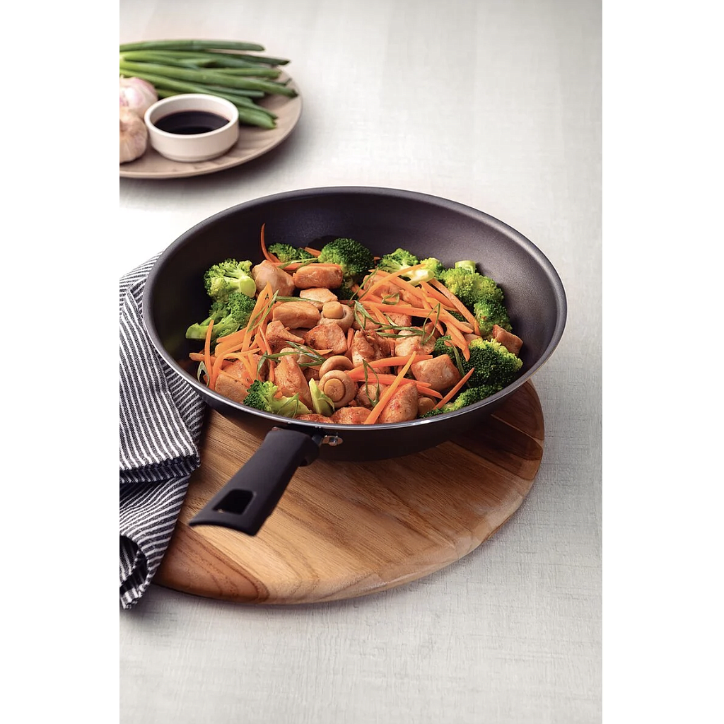 Wok Tramontina Loreto en Aluminio con Revestimiento Interno y Externo Antiadherente Starflon Max Grafito 28 cm 3,6 L