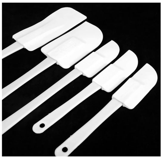 Set de Espatulas para hornear Blancas Plasticas, Raspador de crema, 5 Piezas