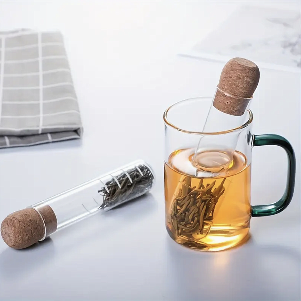 Infusor de Té en vidrio con tapa de Corcho