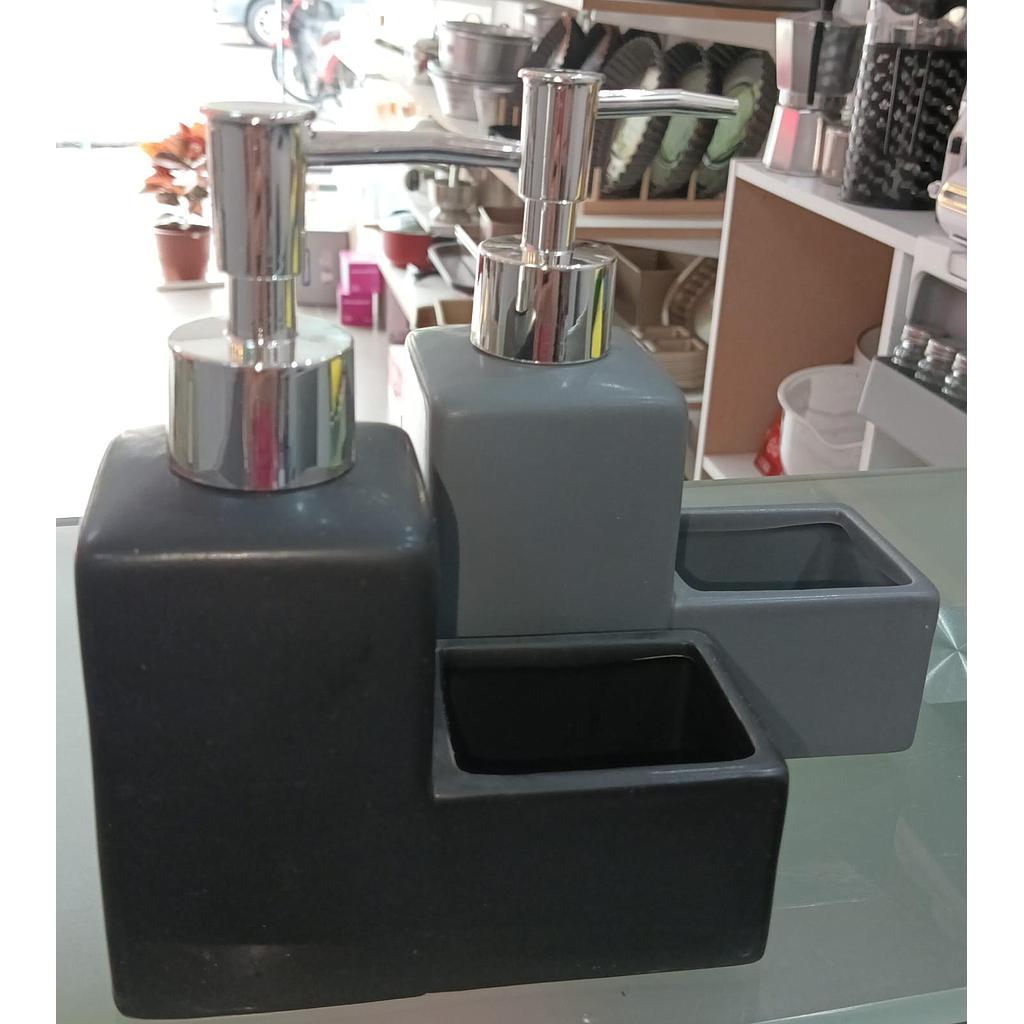 Dispensador de Jabon en Ceramica Mate gris o Negro, con esponja 200ml