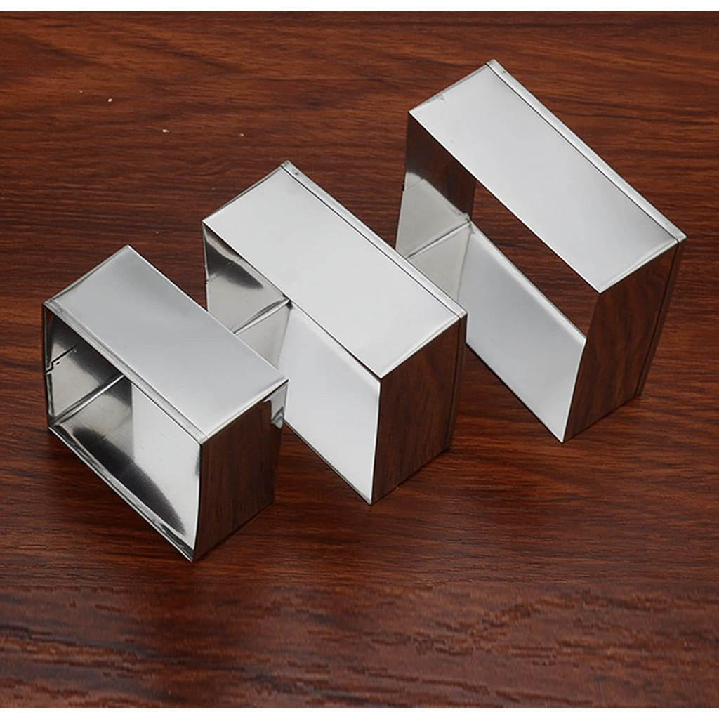 Set de 3 moldes para postres cuadrados 12,15 y 18cm