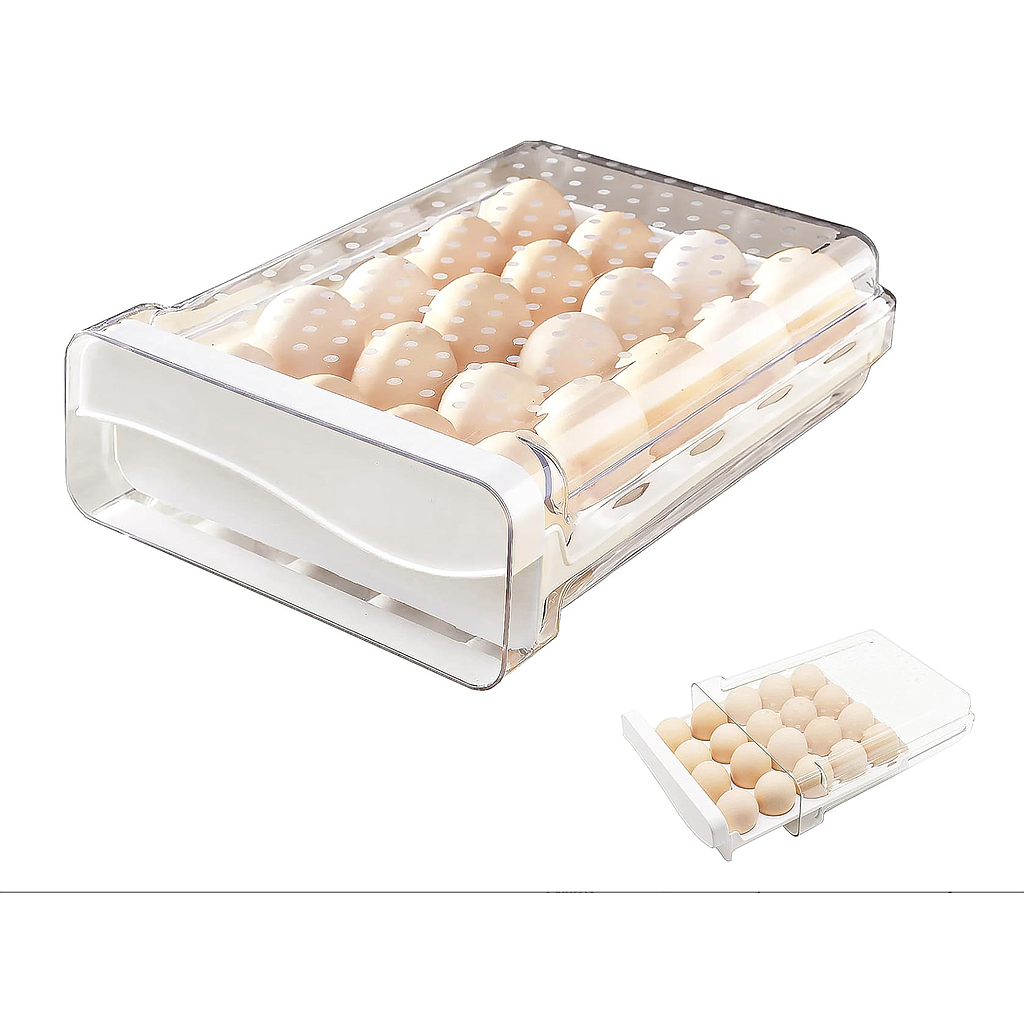 Bandeja tipo Cajón para 20 huevos en Acrílico 28x22x9cm